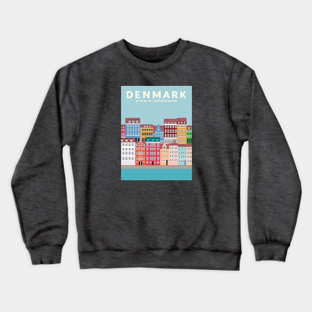 Denmark, Nyhavn, Copenhagen Travel Poster Crewneck Sweatshirt by lymancreativeco